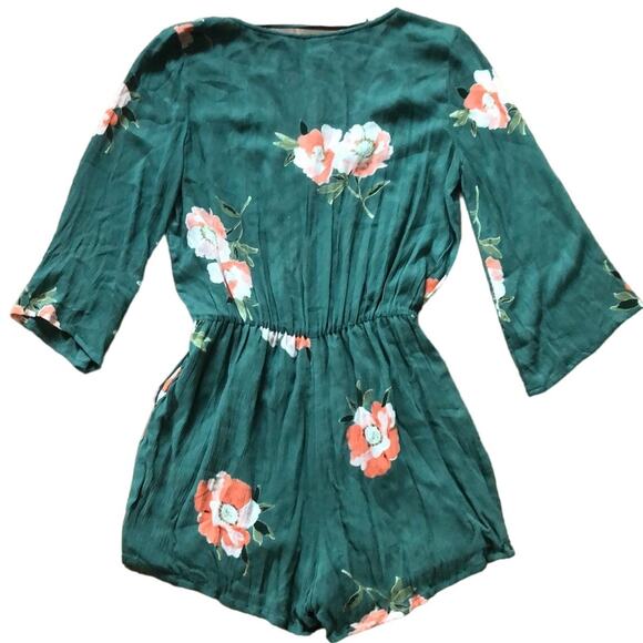 O'Neill Indica Green long sleeved Floral Print Romper size small - Picture 7 of 8